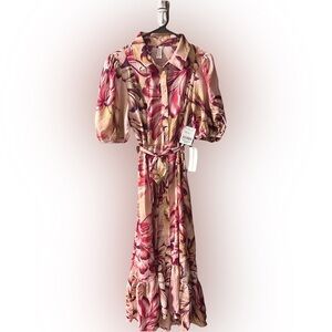 Truly 4 You Romantic Floral Button-Front Dress – Size L (Runs Small)-NWT​